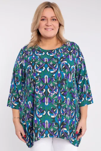 Bluza s ljubičastim i zelenim uzorkom