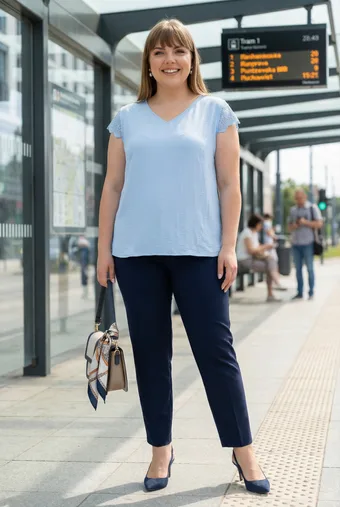Tamnoplava bluza s čipkom
