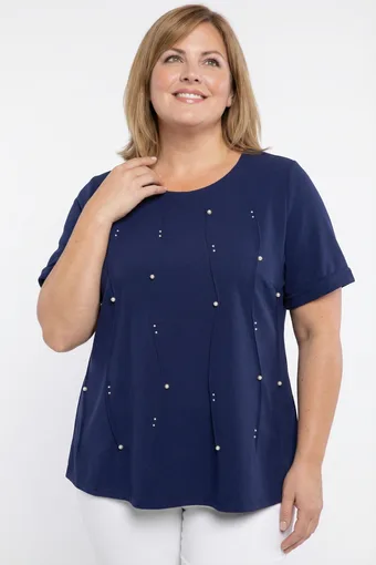 Tamnoplava bluza s biserima