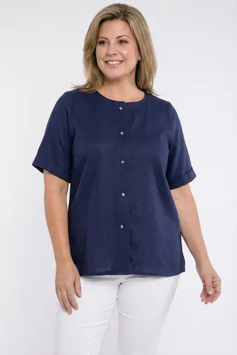 Tamnoplava bluza s gumbima