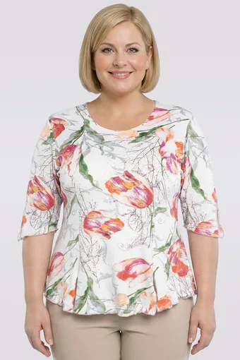 Bijela bluza s tulipanima