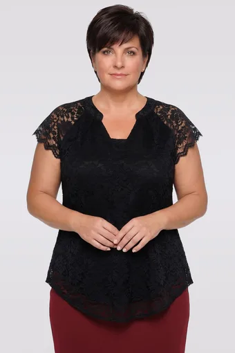 Crna čipkasta bluza