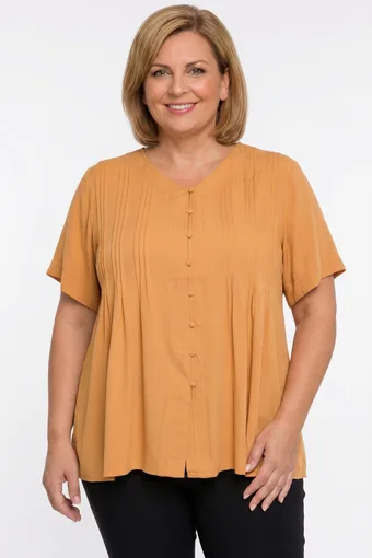 Žuta bluza na kopčanje