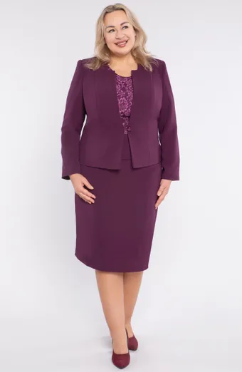Trodijelno tamnoljubičasto peplum odijelo