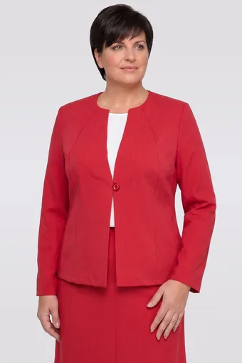 Crvena lanena sako s džepovima
