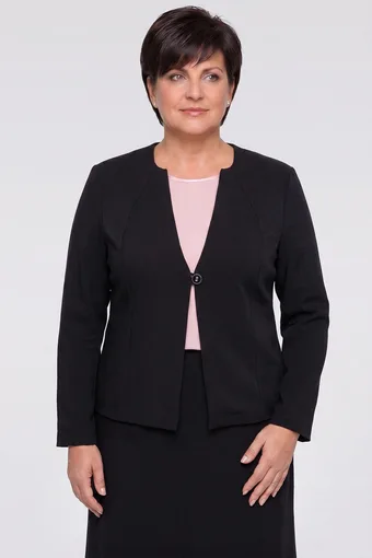 Crna lanena sako s džepovima