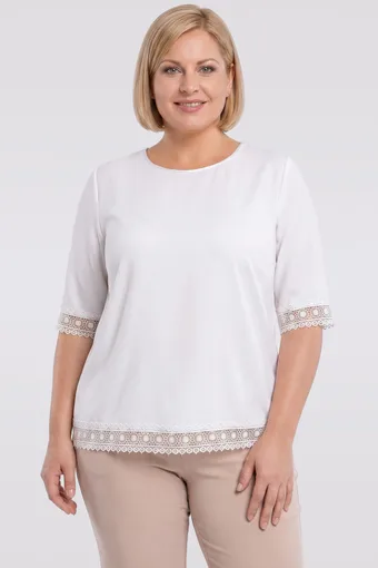 Ecru bluza s čipkom