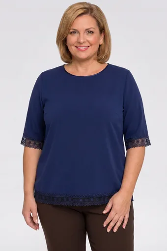 Tamnoplava bluza s čipkom