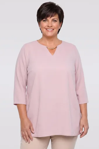 Svijetloružičasta bluza sa zlatnim dekolteom