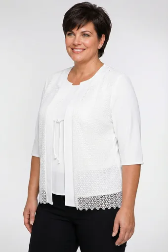 Bijela bluza s ažurnim umetcima