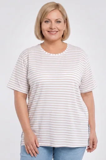 Bijela bluza s bež remeni