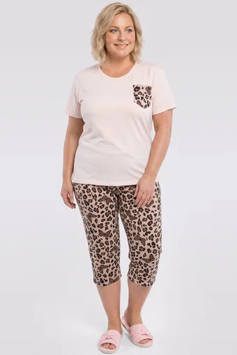 Svijetloružičasta pidžama s hlačama s leopard printom