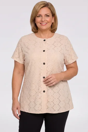 Bež bluza s ukrasnim gumbima
