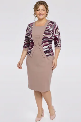 Haljina s imitacijom jakne, bordo i sivi uzorci