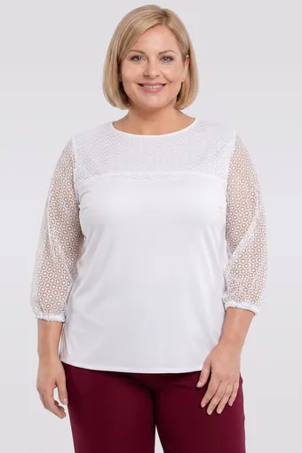 Bijela bluza s ažurnim rukavima