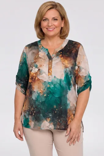 Bluza sa zelenim i bež uzorcima