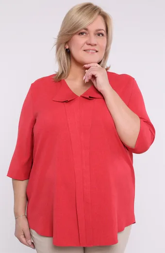 Lanena široka bluza, intenzivno crvena