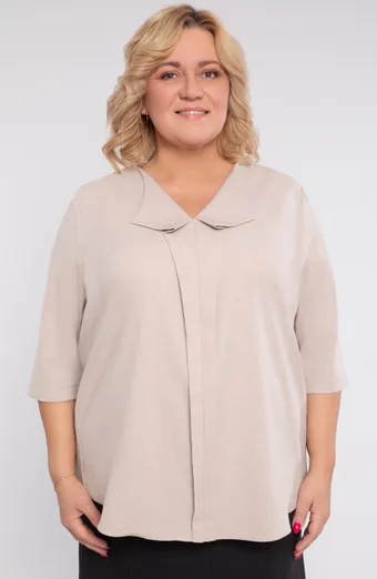 Lanena široka bluza bež boje