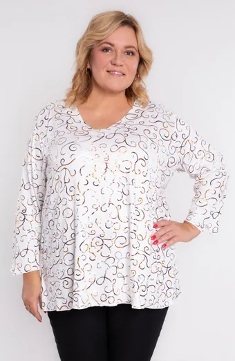 Bijela bluza sa zlatnim uzorkom