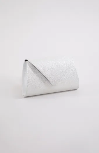 Srebrna šljokičasta clutch torbica
