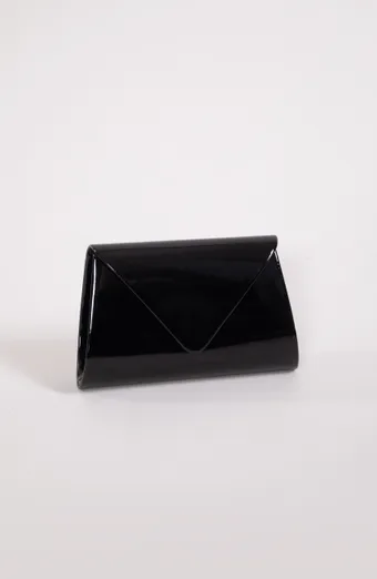 Crna clutch torbica od lakirane kože
