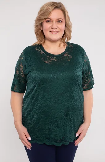 Zelena bluza s cvjetnom čipkom
