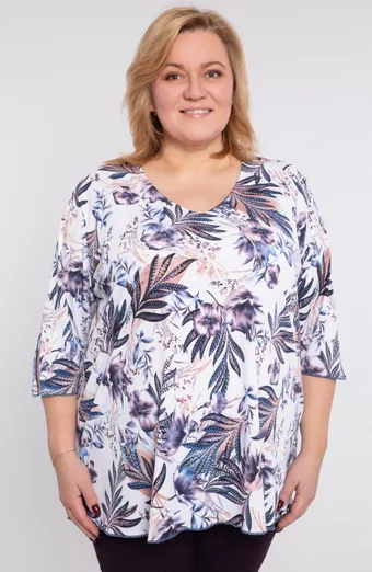 Bijela bluza s plavim lišćem