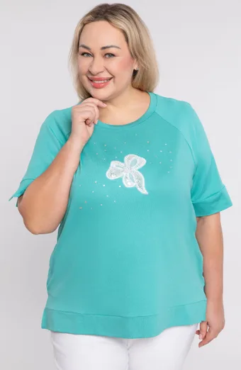 Svijetloplava bluza s aplikacijom
