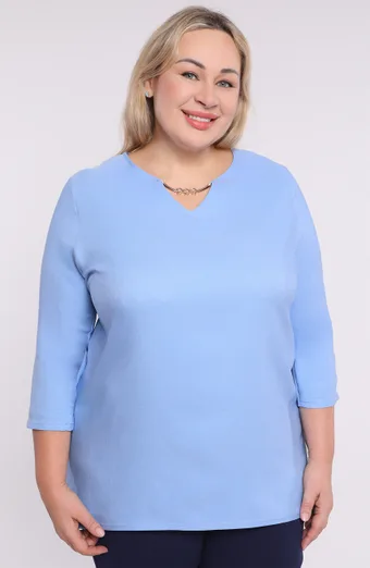 Svijetloplava bluza zlatni dekolte