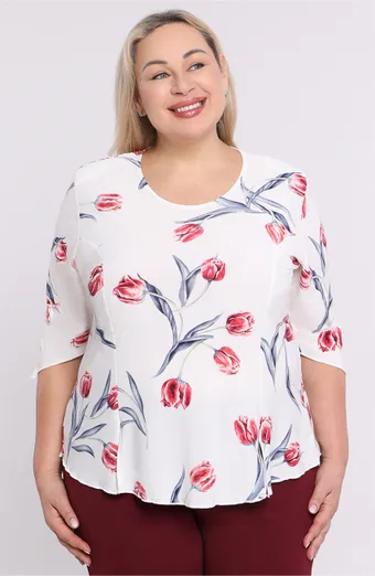 Bijela bluza s tulipanima