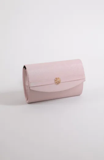Ružičasta biserna clutch torbica s ukrasom