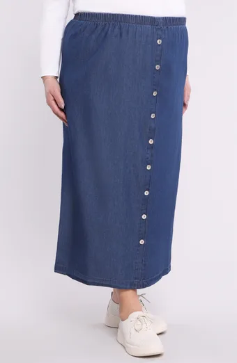 Jeans duga suknja s gumbima
