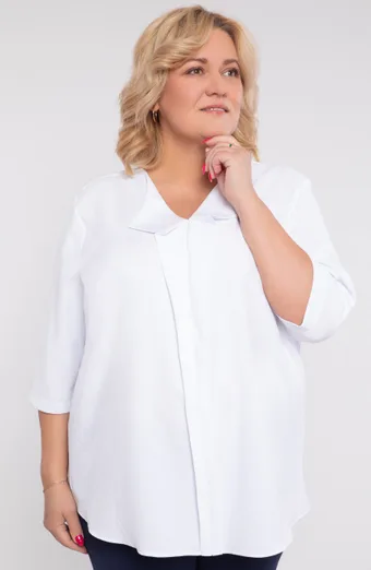Lanena široka bluza u bijeloj boji