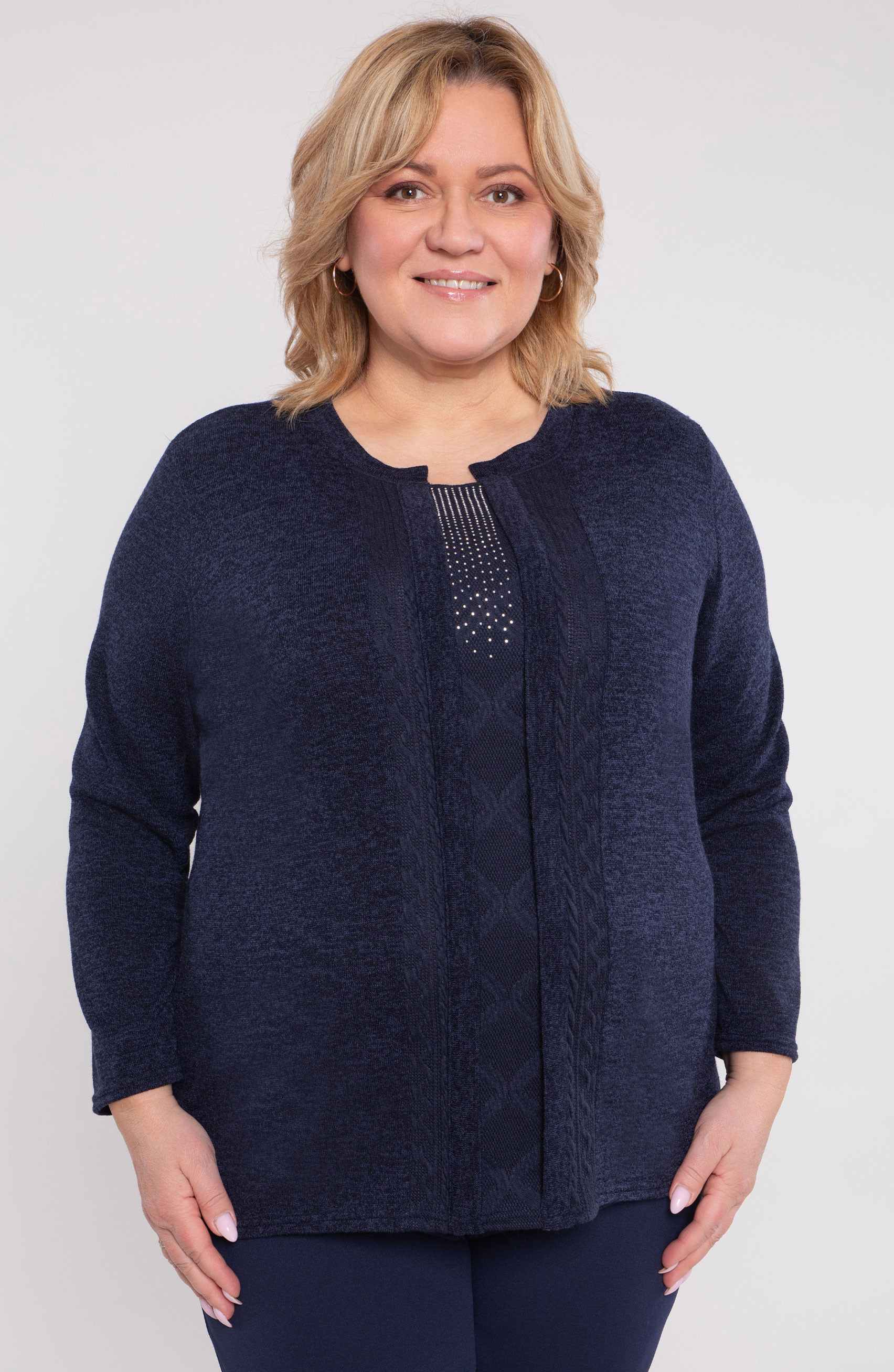 Melange pulover bluza s kristalima