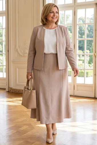 Bež lanena suknja