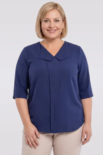 Lanena široka bluza u tamnoplavoj boji