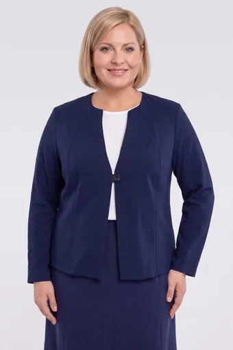 Tamnoplava lanena sako s džepovima