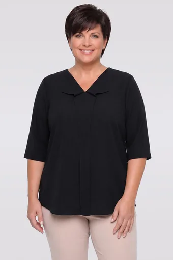 Široka crna lanena bluza