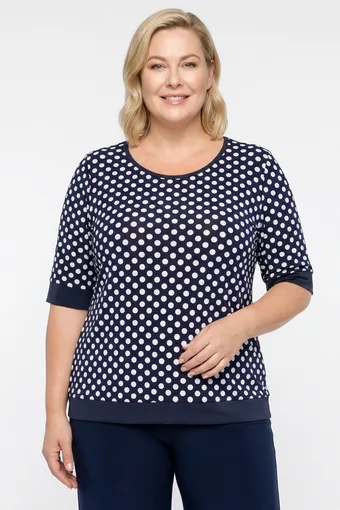 Tamnoplava bluza s bijelim točkicama