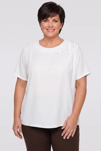 Ecru bluza s biserima i cirkonima