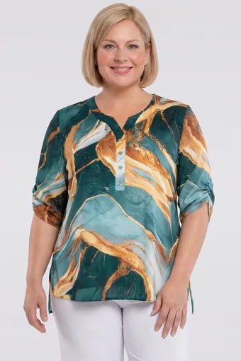 Bluza s zelenim i zlatnim uzorkom