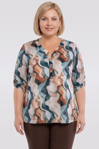 Bež bluza sa zelenim uzorcima