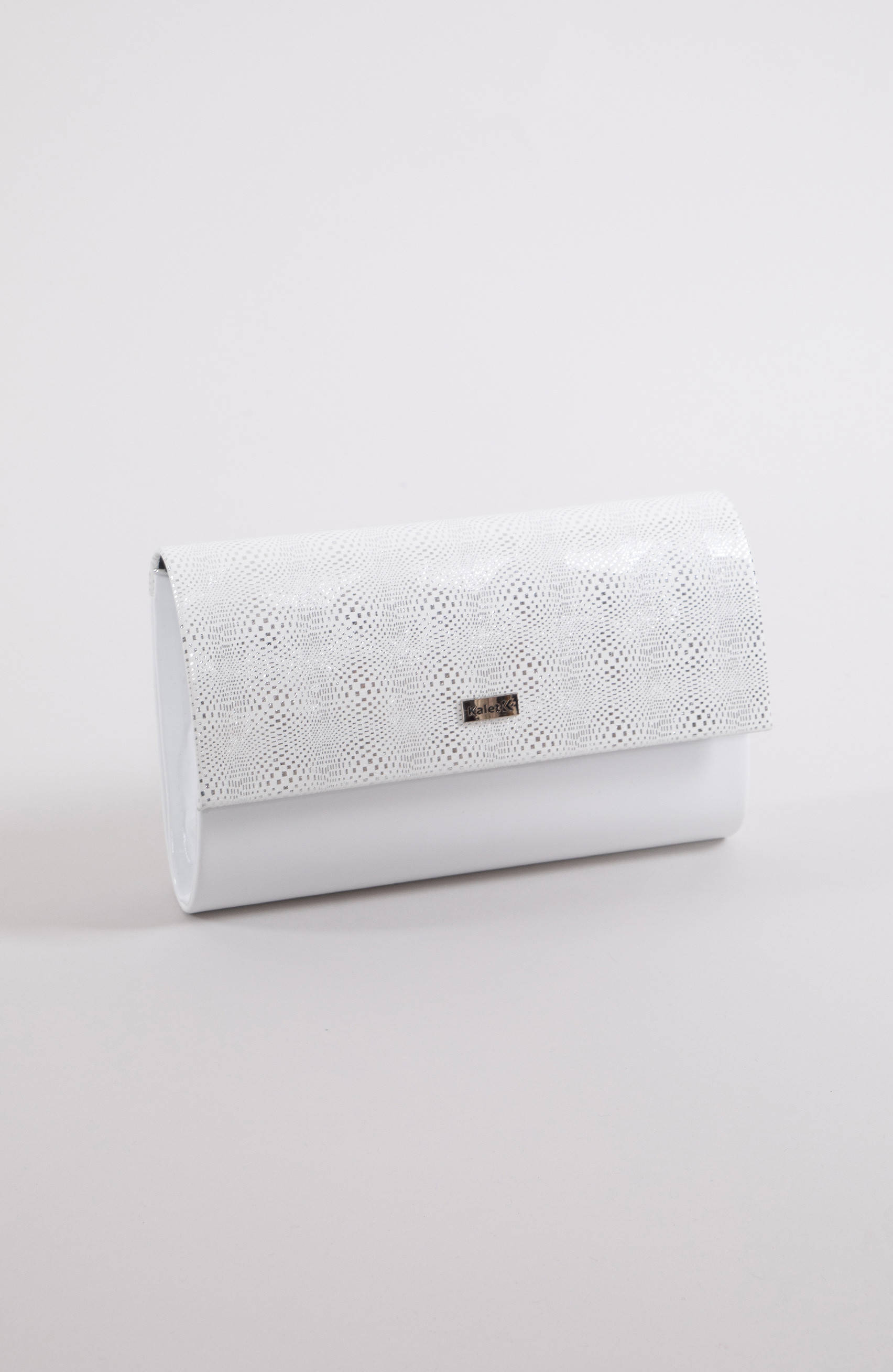 Bijelo-srebrna lakirana clutch torbica torbica